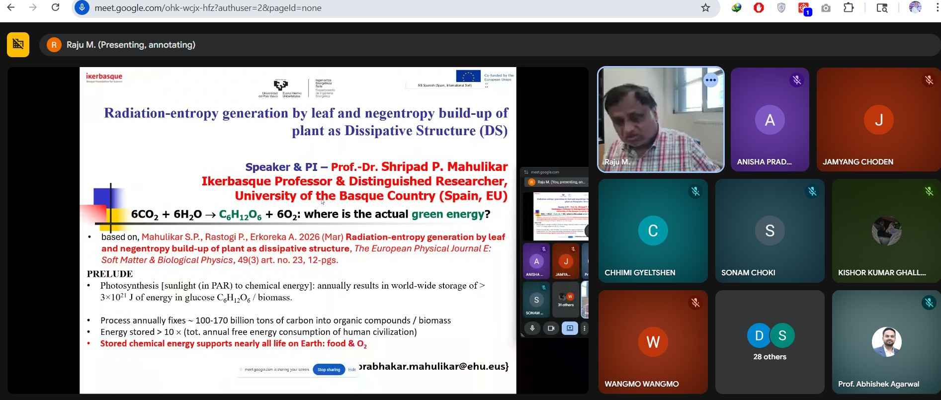 Guest Lecture on Radiation Entropy and Thermodynamics of Photosynthesis